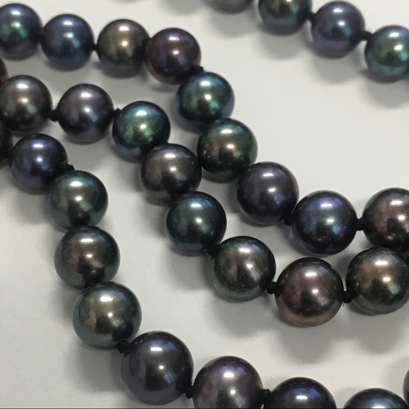 AAA Black Freshwater Pearl Double Strand Necklace - Picture 6 of 11